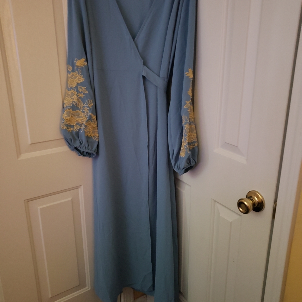 Blue and gold maxi dress